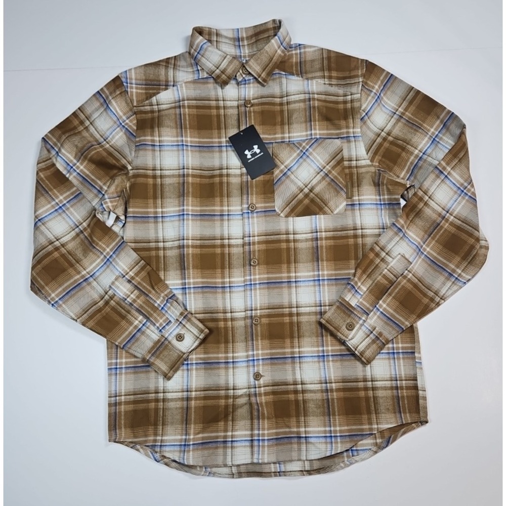Under Armour Mens Brown Plaid Expanse Flannel Shirt Size Medium NWT